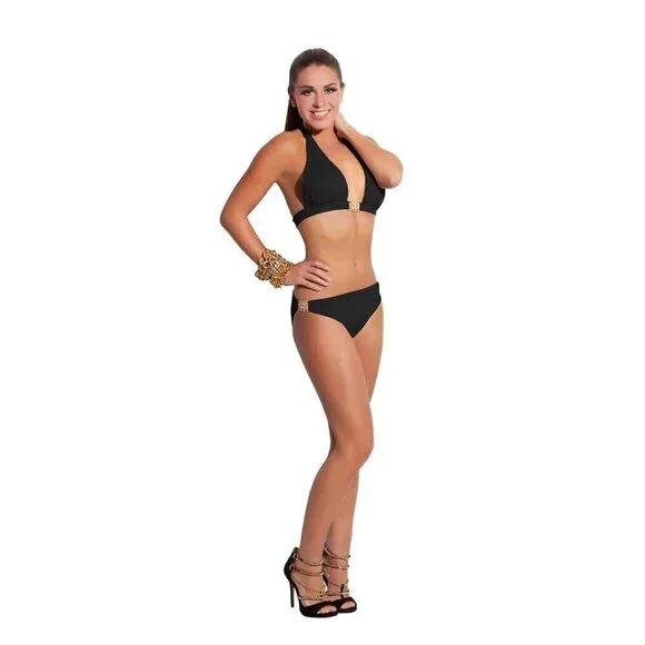NWT Bikini Black bottom Swimsuit  14KT Gold - Picture 2 of 9